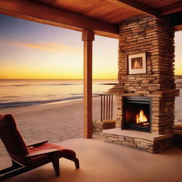 A visually appealing and alluring scene with a focus on warmth and heat, possibly featuring a summer beach setting, a blazing sunset, or a cozy fireplace