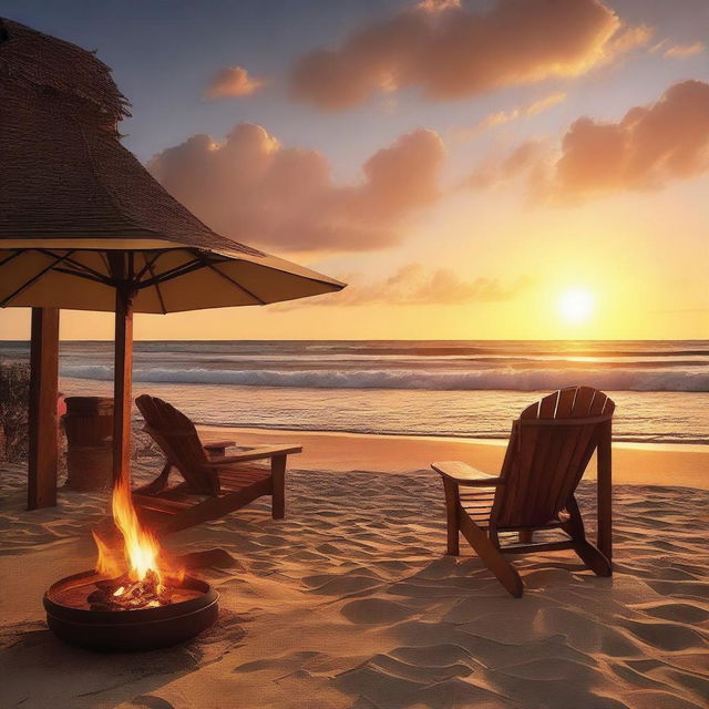 A visually appealing and alluring scene with a focus on warmth and heat, possibly featuring a summer beach setting, a blazing sunset, or a cozy fireplace