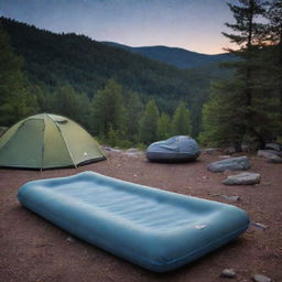 A single-person foam sleeping pad in an outdoor campsite, set against the backdrop of a starlit sky and serene nature.