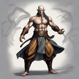 Create an image of a muscular wood elf monk from Dungeons & Dragons