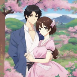 A book cover in anime style titled 'Sonho Real' featuring a garden background