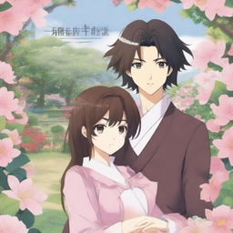 A book cover in anime style titled 'Sonho Real' featuring a garden background