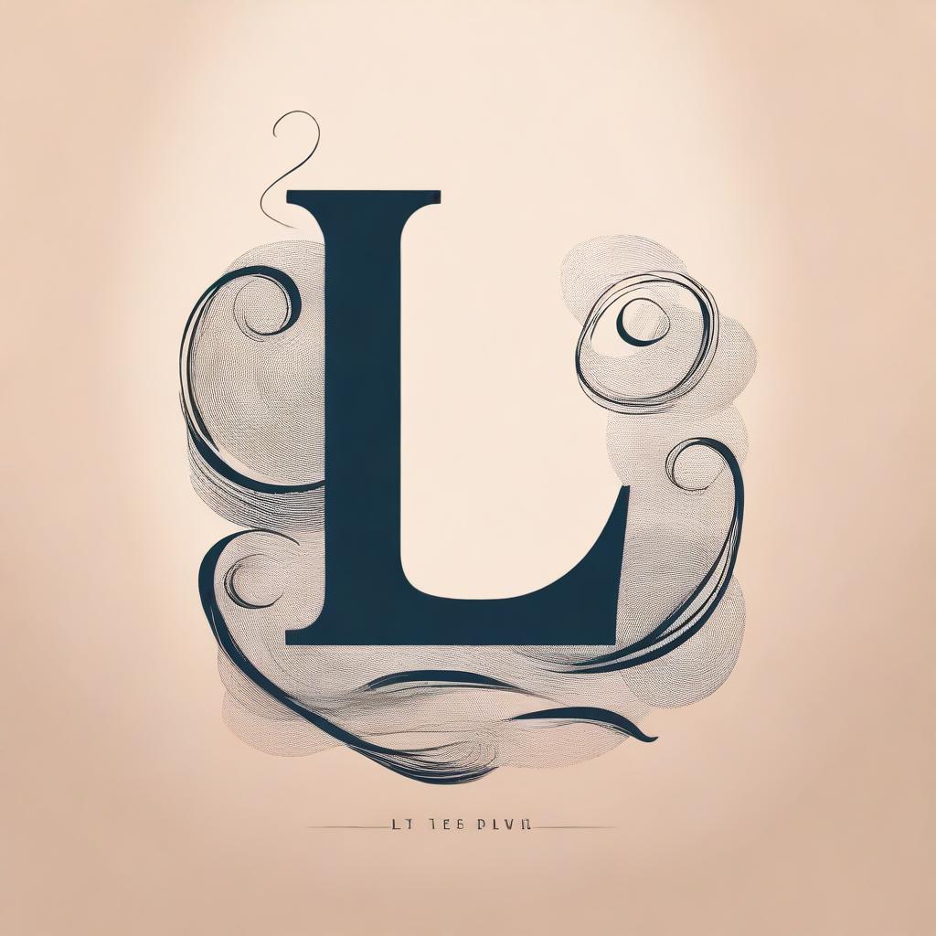 Create a book cover featuring the letters L and E intertwining in an elegant and artistic manner