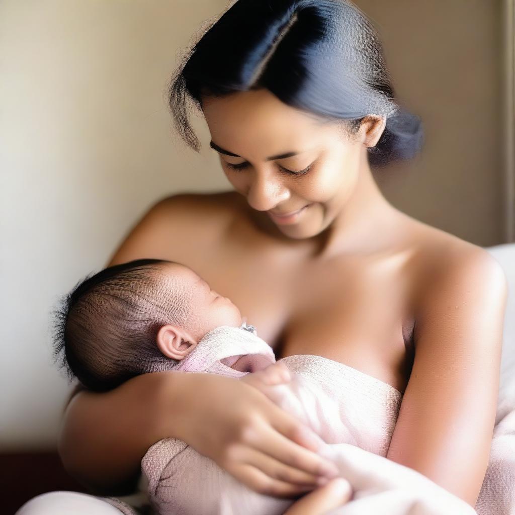 A heartwarming scene of breastfeeding, emphasizing support for women