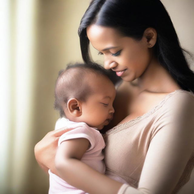 A heartwarming scene of breastfeeding, emphasizing support for women