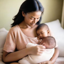 A heartwarming scene of breastfeeding, emphasizing support for women