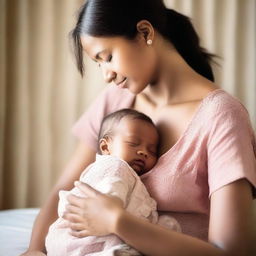 A heartwarming scene of breastfeeding, emphasizing support for women