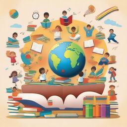 Create an image depicting 'Un mundo lleno de educación'