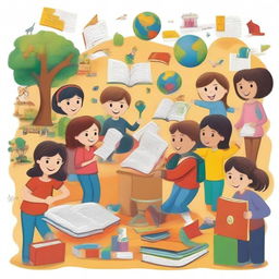 Create an image depicting 'Un mundo lleno de educación'