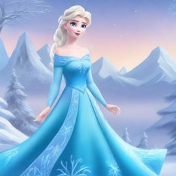 A stunning and gorgeous depiction of Elsa from Frozen, showcasing her magical ice powers