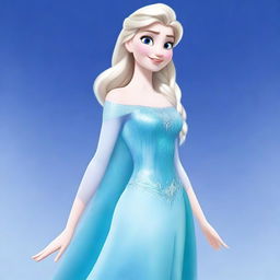 A depiction of Elsa from the movie Frozen, but with an exaggerated, busty figure