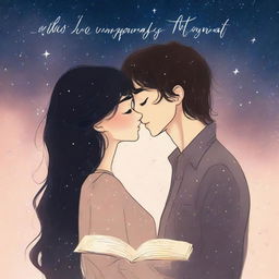 A romantic book cover featuring two young people kissing