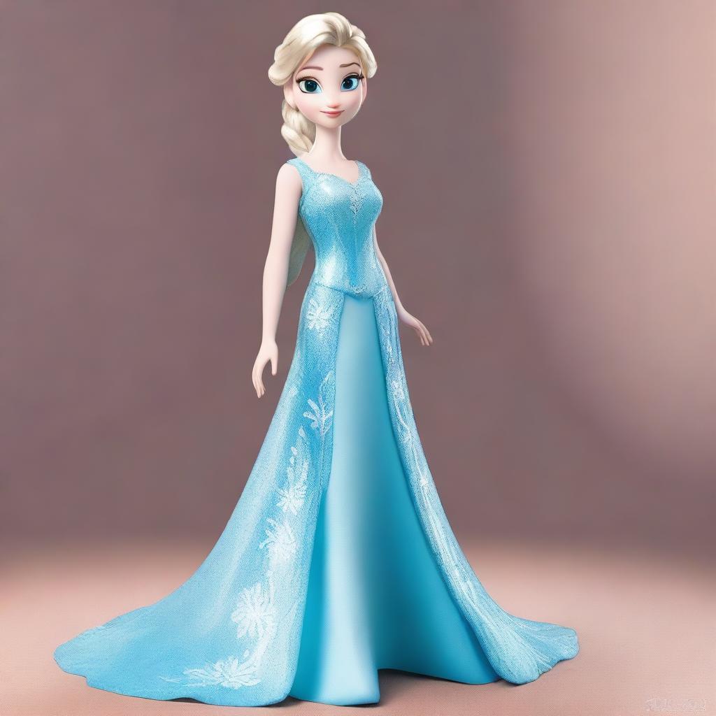 Create a stunning image of Elsa from Frozen wearing a low cut dress