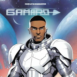 A lithe male human space knight, appearing as a young adult with white skin