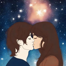 Generate a romance book cover featuring two faces kissing