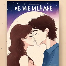 Create a romance book cover featuring two faces kissing