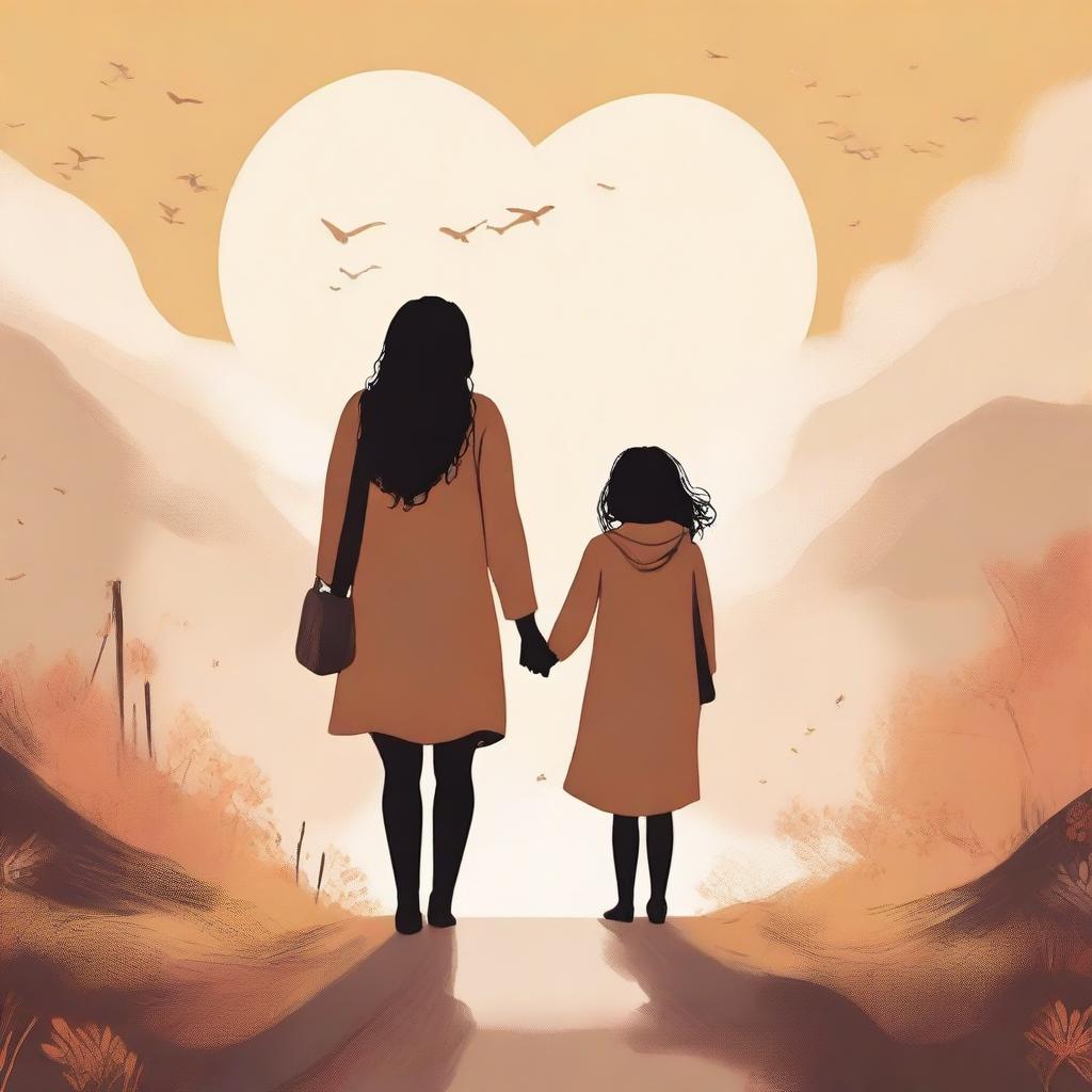 A heartwarming depiction of a woman and a girl on a journey through various stages of life, showcasing their bond and experiences together