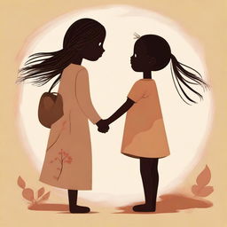 A heartwarming depiction of a woman and a girl on a journey through various stages of life, showcasing their bond and experiences together