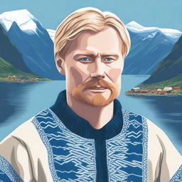 A detailed illustration of a Norwegian man