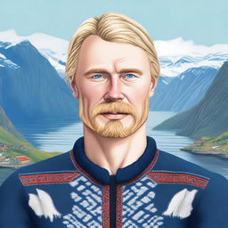 A detailed illustration of a Norwegian man