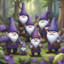 An adventuring party of gnomes in a fantasy setting