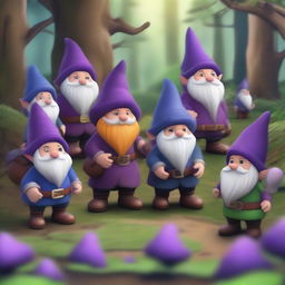 An adventuring party of gnomes in a fantasy setting