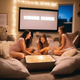 A cozy summer movie night slumber party with friends