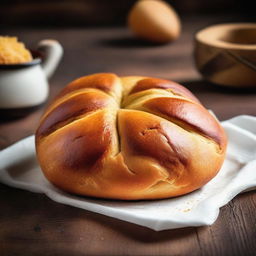 A beautifully detailed image of a concha, a traditional Mexican sweet bread, with a sugar crust on top