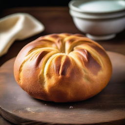 A beautifully detailed image of a concha, a traditional Mexican sweet bread, with a sugar crust on top