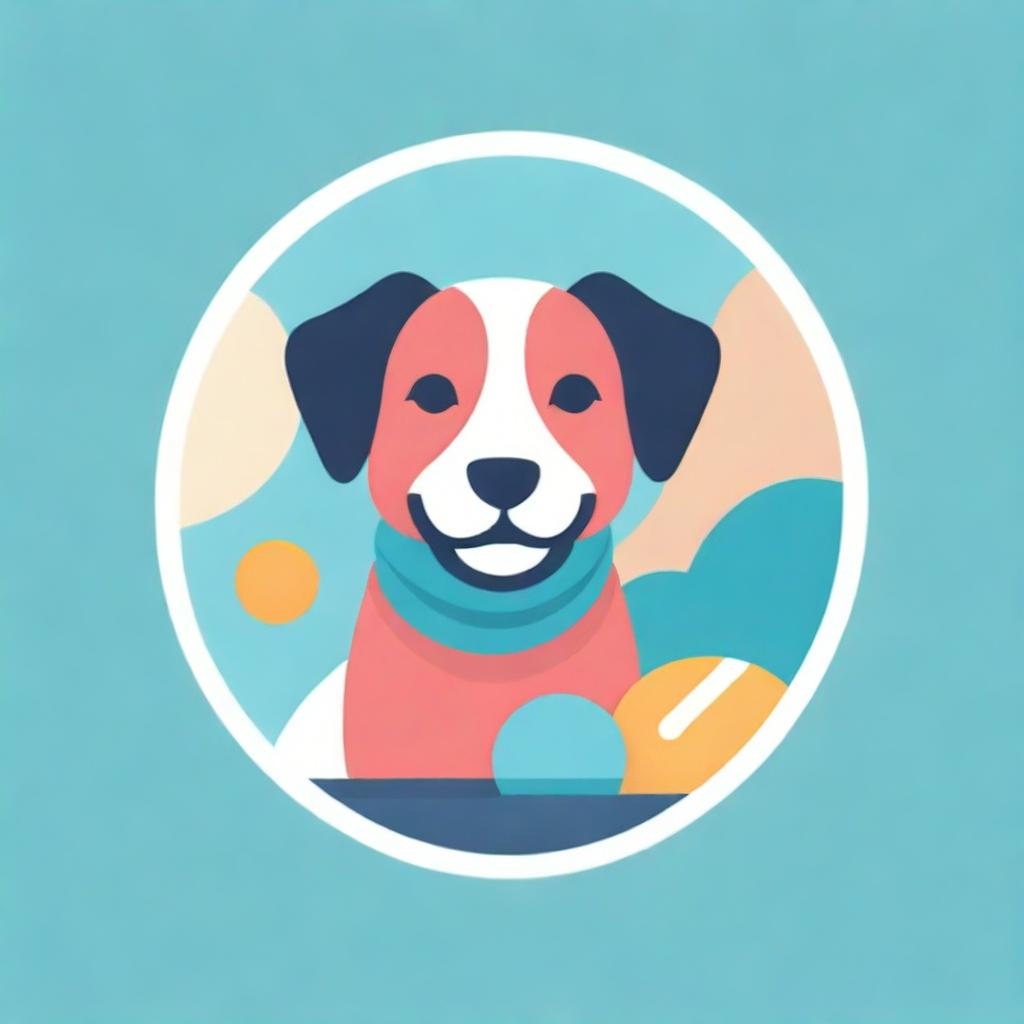 A vibrant company logo featuring pet accessories such as dog and cat clothing, beds, and toys, hinting at a pet-centric business