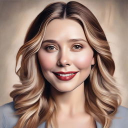 A portrait of Elizabeth Olsen, capturing her elegance and charm with a soft, natural background