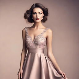 Create an image of a beautiful and confident woman, radiating elegance and charm