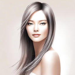 A detailed illustration of a person with straight hair