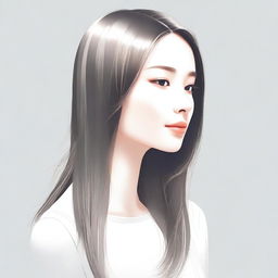 A detailed illustration of a person with straight hair