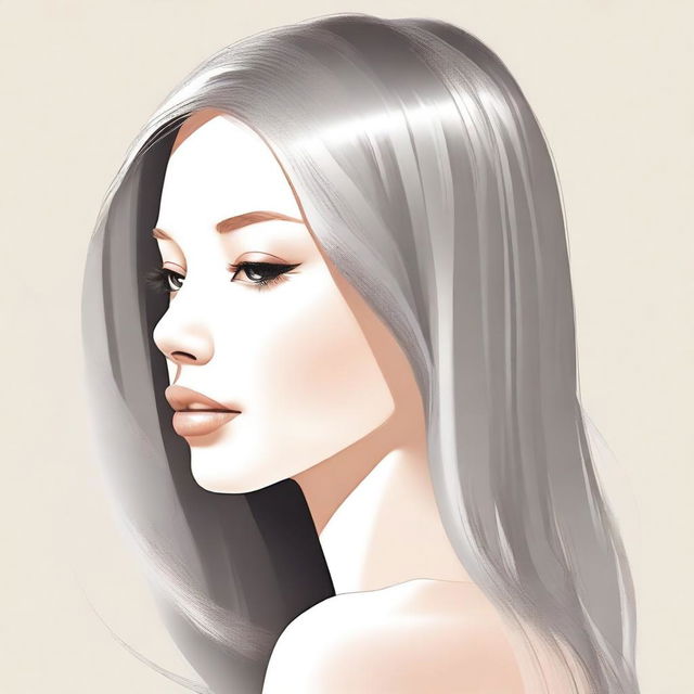 A detailed illustration of a person with straight hair