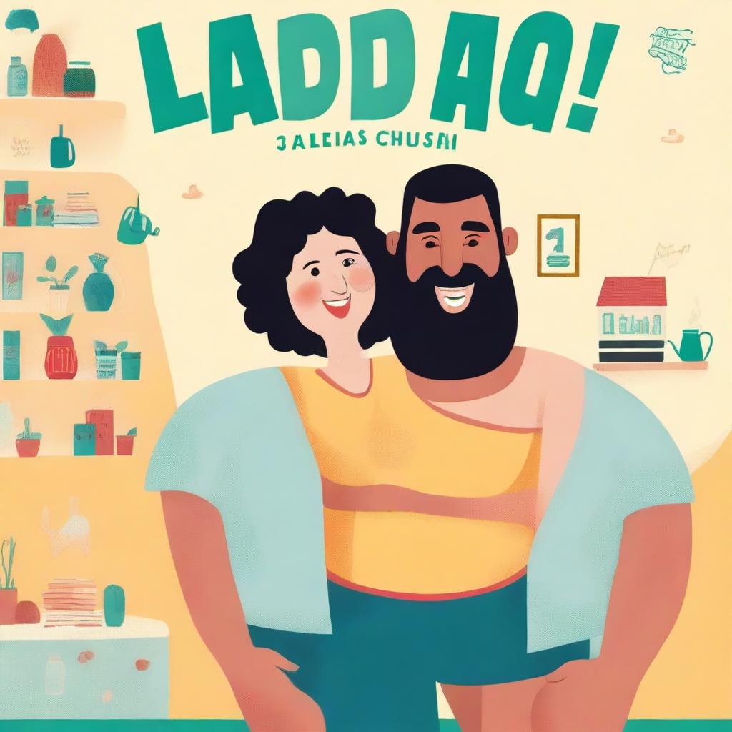 Create an image featuring a strong man and a curvy woman with the title 'O Idiota da Casa ao Lado' and the author's name 'Elisa Adriell'