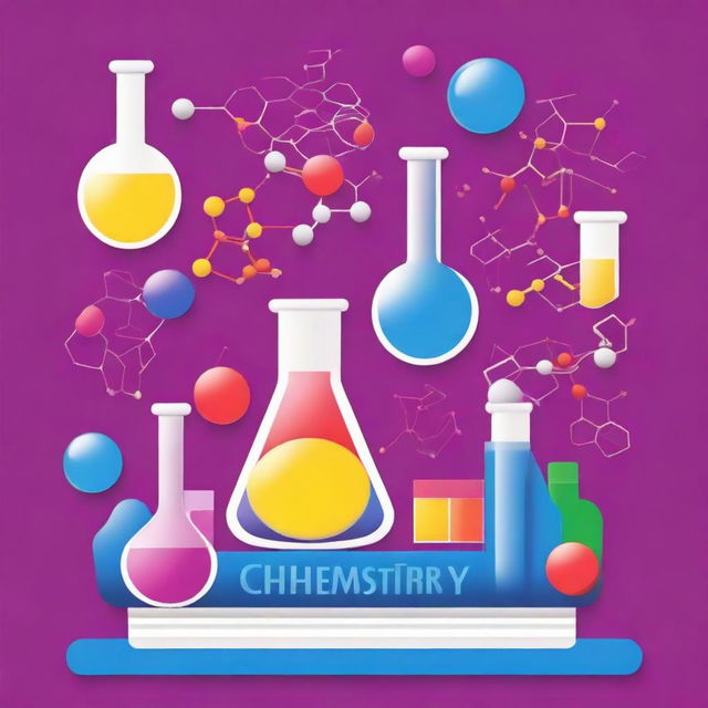 A vibrant and engaging cover page for a chemistry book