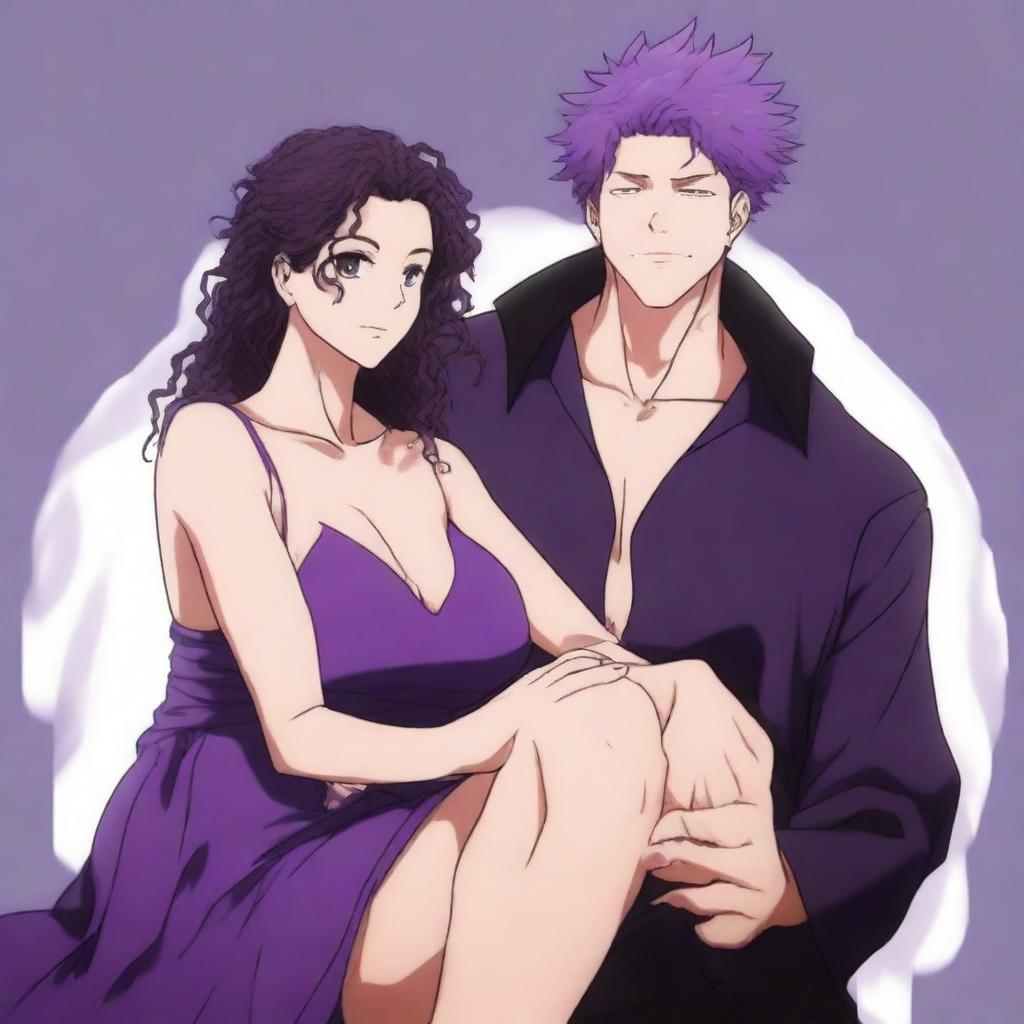 A full-body anime-style image in the style of Jujutsu Kaisen featuring a loving couple