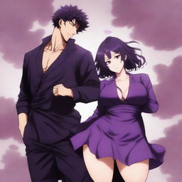 A full-body anime-style image in the style of Jujutsu Kaisen featuring a romantic couple