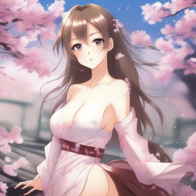 A beautifully drawn anime-style waifu with a sexy and alluring appearance