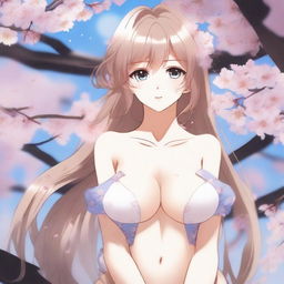 A beautifully drawn anime-style waifu with a sexy and alluring appearance