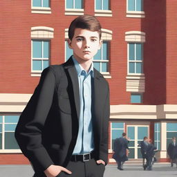 Create a book cover featuring a teenage boy who is a CIA agent