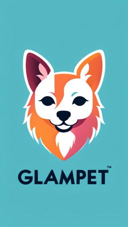 A stylish 'Glampet' logo with a new color scheme, featuring a fashionable cat and dog