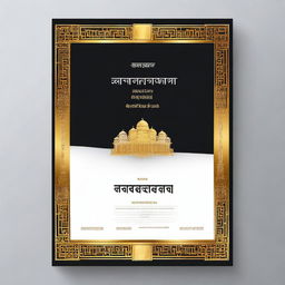 Create a black, white, and golden color portfolio cover for Hindi in Hindi language