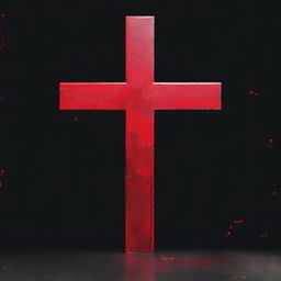 A red Christian cross generated as if it was spraypainted, juxtaposed against a black background