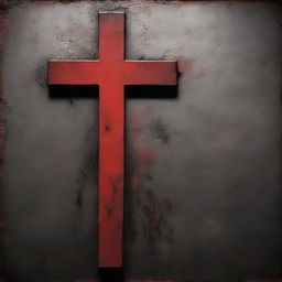 A red Christian cross generated as if it was spraypainted on a matte black wall