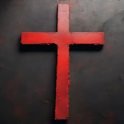 A red Christian cross generated as if it was spraypainted on a matte black wall