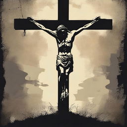 A grunge graphic art depiction of the crucifixion of Jesus Christ