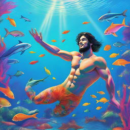 A man transforms into a merman and heroically saves sea animals