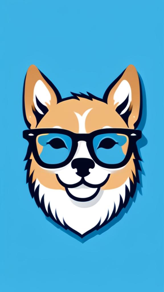 A 'Glampet' logo with a sky-blue background, featuring a fashionable cat and dog wearing glasses